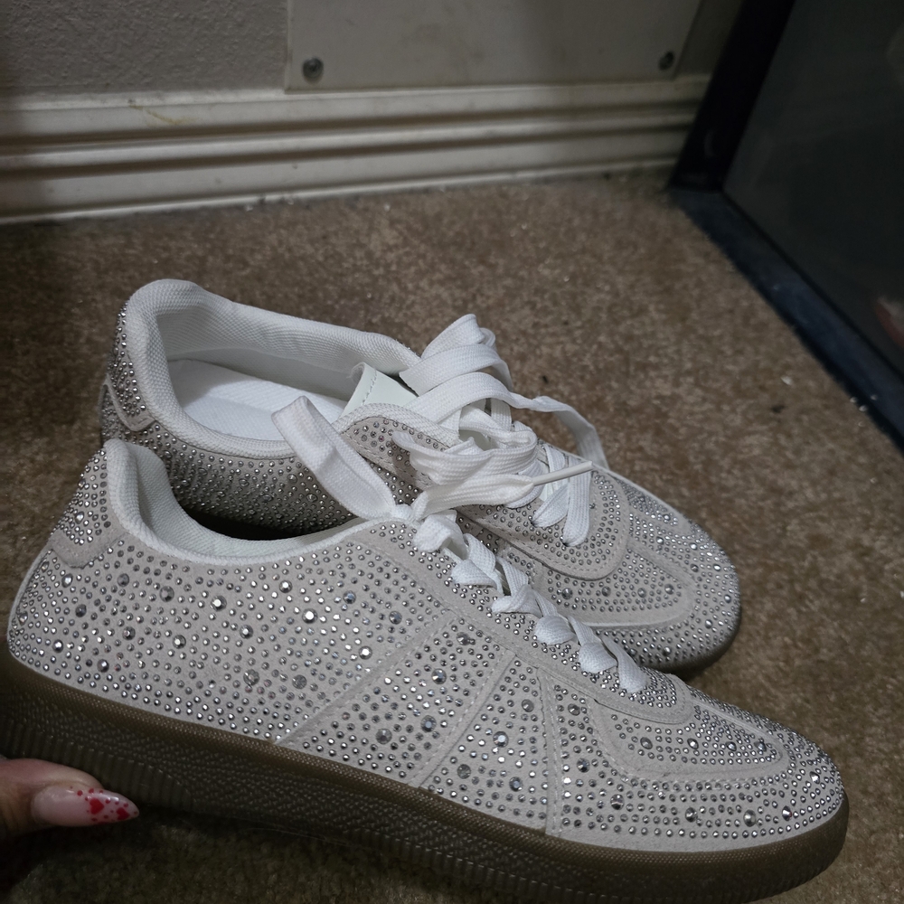 Sparkling White Rhinestone Women's Sneakers
